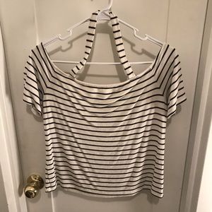 Off the shoulder striped tee